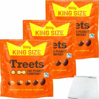 Treets The Peanut Company Erdnuss Linsen 3er Pack (3x300g Packung) + usy Block