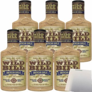 REMIA Wild Bill American Garlic Sauce Knoblauch Grillsauce 6er Pack (6x450ml Flasche) + usy Block