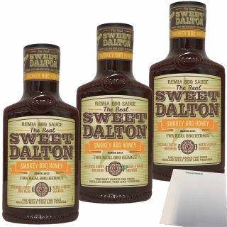 REMIA Sweet Dalton Smokey Honey Sauce 3er Pack (3x450ml Flasche) + usy Block
