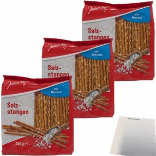 Jeden Tag Salzstangen mit Meersalz 3er Pack (3x250g Packung) + usy Block