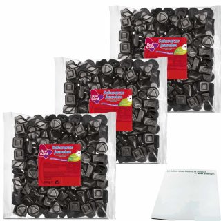 Red Band Schwarze Juwelen holländische softe Salzlakritz 3er Pack (3x500g Beutel) + usy Block