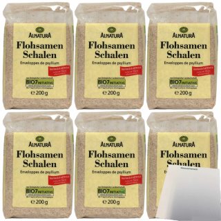 Alnatura Flohsamen Schalen Bio-Qualität 6er Pack (6x200g Packung) + usy Block
