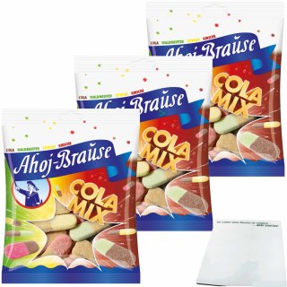 Ahoj Brause Cola Mix Kaubonbon ein buntes Naschvergnügen 3er Pack (3x150g Packung) + usy Block