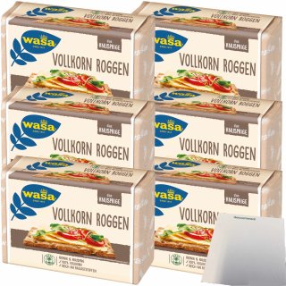 Wasa Vollkorn Knäckebrot kernig knusprig 100% Vollkorn reich an Ballaststoffen 6er Pack (6x260g Packung) + usy Block