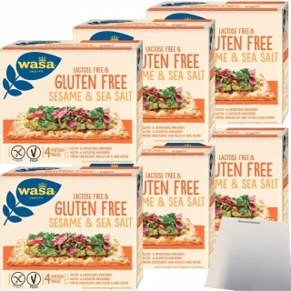 Wasa Knäckebrot Gluten und Laktosefrei mit Sesam und Meersalz 6er Pack (6x240g Packung) + usy Block