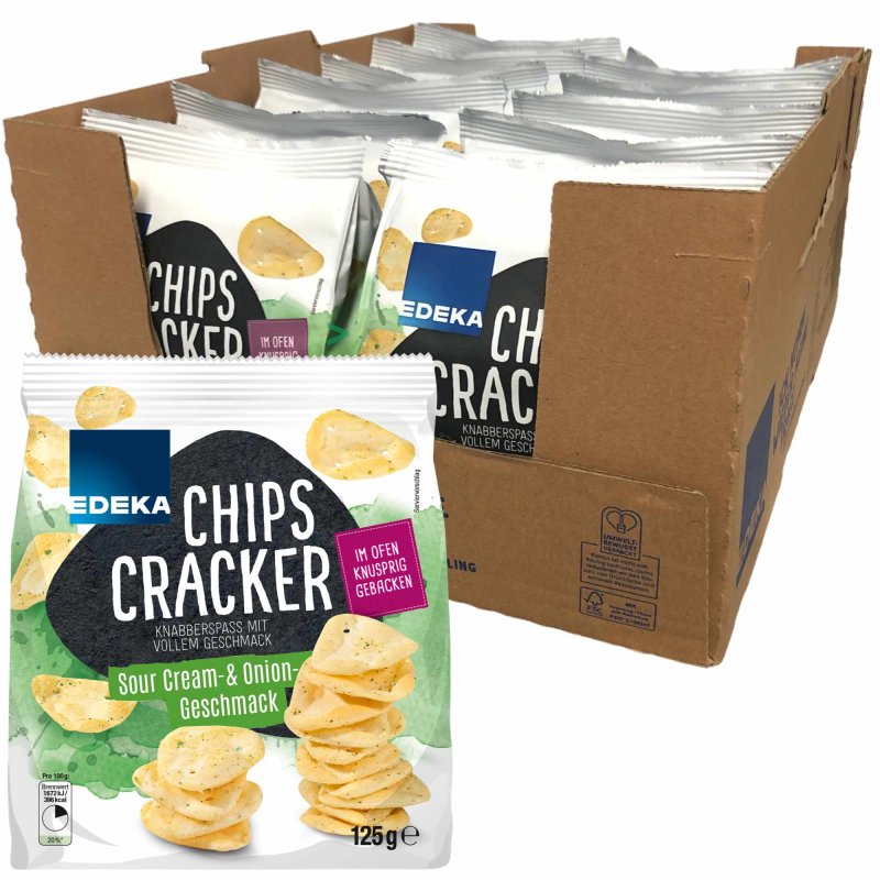 EDEKA Chips Cracker Sour Cream&Onion VPE (12x125g Packung)