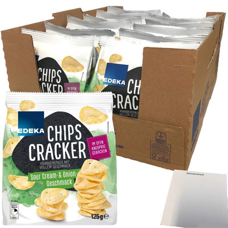 EDEKA Chips Cracker Sour Cream&Onion 12er Pack (12x125g Packung) + us