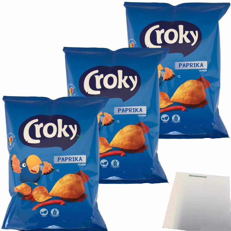 Croky Chips Paprika Kartoffelchips 3er Pack (3x175g Packung) + usy Bl