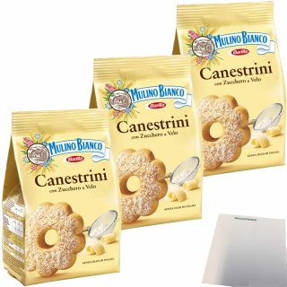 Mulino Bianco Canestrini Kekse mit Puderzucker 3er Pack (3x200g Beutel) + usy Block
