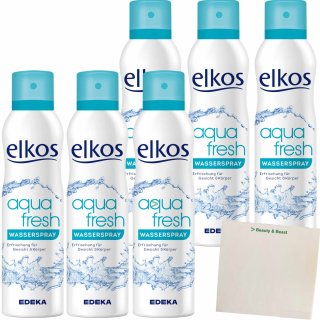 Elkos aqua fresh Wasserspray die schnelle Erfrischung 6er Pack (6x150ml Flasche) + usy Block