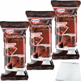 Dr. Oetker Kuvertüre Zartbitter 59 % Kakao 3er Pack (3x150g Packung) + usy Block