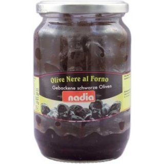 nadia gebackene schwarze Oliven (720ml Glas)