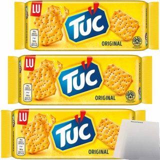 TUC Cracker Original Salzgebäck 3er Pack (3x100g Packung) + usy Block