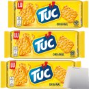 TUC Cracker Original Salzgebäck 3er Pack (3x100g Packung) + usy Block