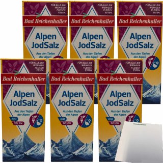 Bad Reichenhaller Alpen Jod Salz + Selen 6er Pack (6x500g Packung) + usy Block