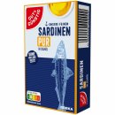 Gut&Günstig Sardinenfilets in Sojaöl ohne Haut und ohne Gräten 3er Pack (3x125g Packung) + usy Block