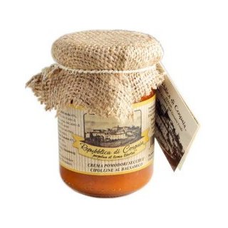 Republica di Cospaia getrocknete Tomaten und Zwiebeln mit Balsamicoweinessigcreme (130ml Glas)