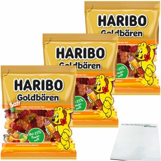 Haribo Saft Goldbären mit 25% Fruchtsaft 3er Pack (3x160g Beutel) + usy Block