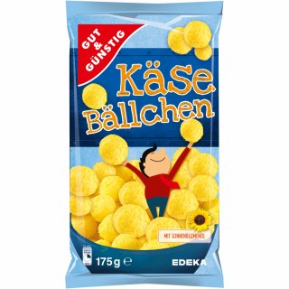 Gut&Günstig Käsebällchen leckerer Maissnack mit extra viel Käse (175g Tüten)
