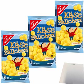 Gut&Günstig Käsebällchen leckerer Maissnack mit extra viel Käse 3er Pack (3x175g Tüte) + usy Block