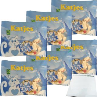 Katjes Milchkater Schaumzucker Fruchtgummi vegetarisch 6er Pack (6x250g Packung) + usy Block