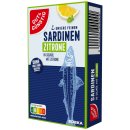 Gut&Günstig Sardinenfilets in Sojaöl ohne Haut und ohne Gräten mit Zitrone 3er Pack (3x125g Packung) + usy Block