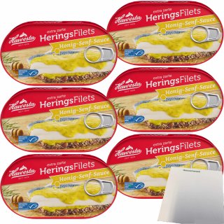 Hawesta Heringsfilets extra zart in Honig-Senf-Creme MSC 6er Pack (6x190g Dose) + usy Block