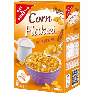 Gut&Günstig Cornflakes super knusprig aus La-Plata- Mais (500g Packung)