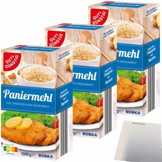 Gut&Günstig Paniermehl aus ofenfrischem Weizenbrot 3er Pack (3x1000g Packung) + usy Block