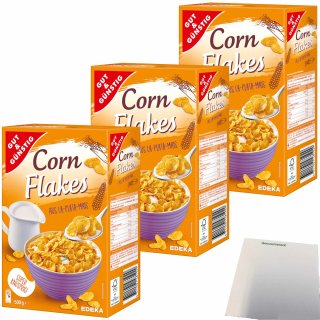 Gut&Günstig Cornflakes super knusprig aus La-Plata- Mais 3er Pack (3x500g Packung) + usy Block
