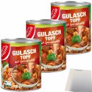 Gut&Günstig Gulaschtopf mit Spiralnudeln und würzigem Schweinefleisch 3er Pack (3x800g Dose) + usy Block