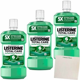 Listerine Mundsplung Total Care Zahnfleisch-Schutz 3er Pack (3x500ml Flasche) + usy Block