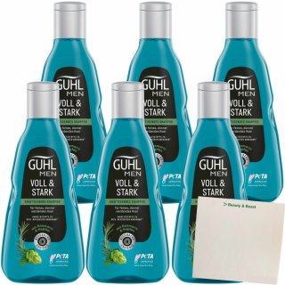 Guhl Men Shampoo Voll & Stark mit Rosmarin und Hopfen 6er Pack (6x250ml) + usy Block