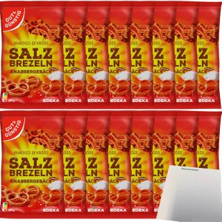 Gut&Günstig Salzbrezel Knabbergebäck Knackig & Cross mit Meersalz VPE (16x250g Packung) + usy Block