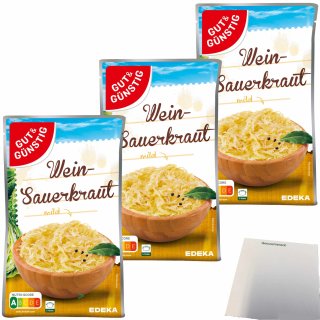 Gut&Günstig Wein-Sauerkraut mild 3er Pack (3x520g Packung) + usy Block