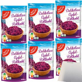 Gut&Günstig Delikatess Apfelrotkohl fruchtig-frisch tafelfertig 6er Pack (6x400g Packung) + usy Block