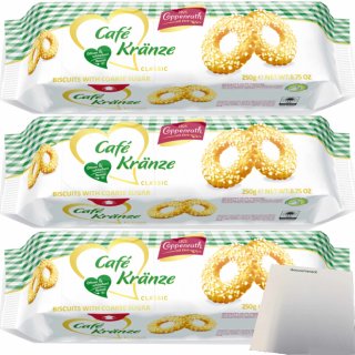 Coppenrath Cafe Kränze Mürbgebäck mit Hagelzucker 3er Pack (3x250g Packung) + usy Block