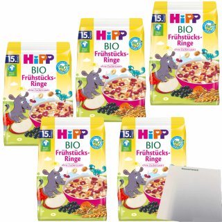 Hipp Bio Kinder Frühstücks-Ringe ohne Zuckerzusatz VPE (5x135g Packung) + usy Block