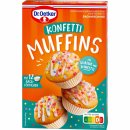 Dr. Oetker Backmischung für bunte Konfetti Muffins mit Backförmchen und Glasur 3er Pack (3x325g Packung) + usy Block