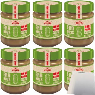 Zentis Erdnussbutter Creamy ohne Palmöl mit 90% Nuss 6er Pack (6x290g Glas) + usy Block