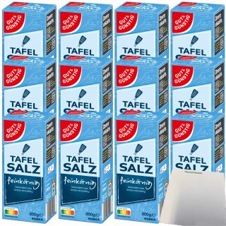 Gut&Günstig Tafelsalz feinkörnig leicht löslich 12er Pack (12x500g Packung) + usy Block