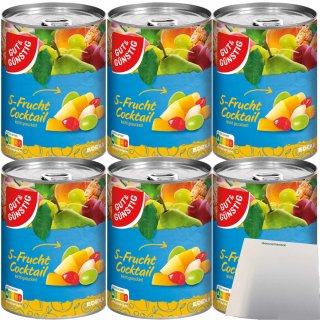 Gut&Günstig 5-Frucht Cocktail leicht gezuckert 6er Pack (6x410g Dose) + usy Block
