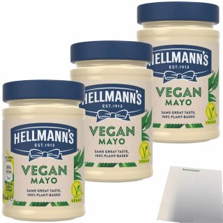 Hellmann´s Vegan Mayo Salatcreme auf Rapsöl-Basis 3er Pack (3x270g Verpackung) + usy Block