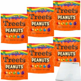 Treets Happy Color bunt überzogene Schoko-Erdnüsse 6er Pack (6x250g Packung) + usy Block