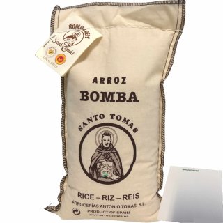 Santo Tomas Arrocerías Antonio Tomas Arroz Bomba Paellareis (1kg Beutel) + usy Block
