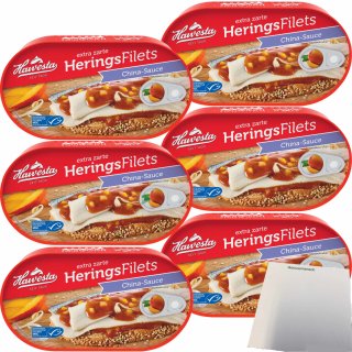 Hawesta Heringsfilets in China-Sauce 6er Pack (6x200g Dose) + usy Block