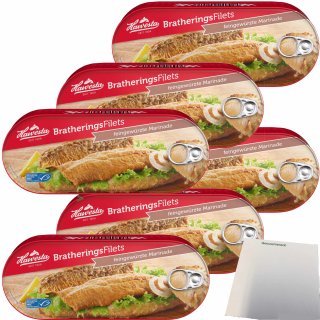 Hawesta Bratheringsfilets in feingewürzter Marinade MSC 6er Pack (6x325g Dose) + usy Block