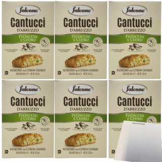 Falcone Cantuccini al Pistacchio e Cedro Cantuccini mit Pistazien Ceder-Zitrone 6er Pack (6x180g Packung) + usy Block