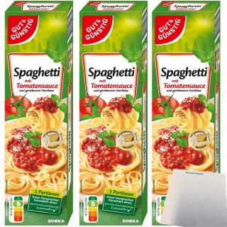 Gut&Günstig Spaghetti mit Tomatensauce und geriebenem Hartkäse 3er Pack (3x397g Packung) + usy Block