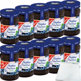 Gut&Günstig Heidelbeer Konfitüre Extra mit 50% Frucht 10er Pack (10x450g Glas) + usy Block